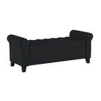 Contemporary Upholstered Ottoman with Rolled Arms and Pressure Hinges, Armed Storage Bench, Ideal for Small Spaces, 50" L x 19.5" W x 20.5" H, Dark Gray