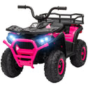 12V Kids ATV, 4 Wheeler Quad with 4 Spring Suspension Wheels, LED Lights, Music USB, Pink