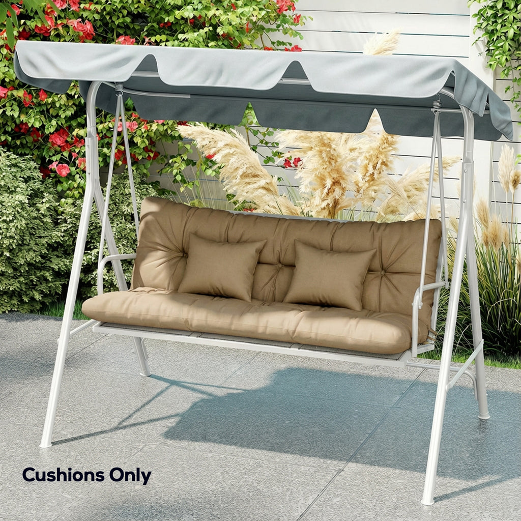4-Piece Back and Seat Cushion Pillows Replacement and Pillows, Patio Chair Cushions Set with Ties, khaki