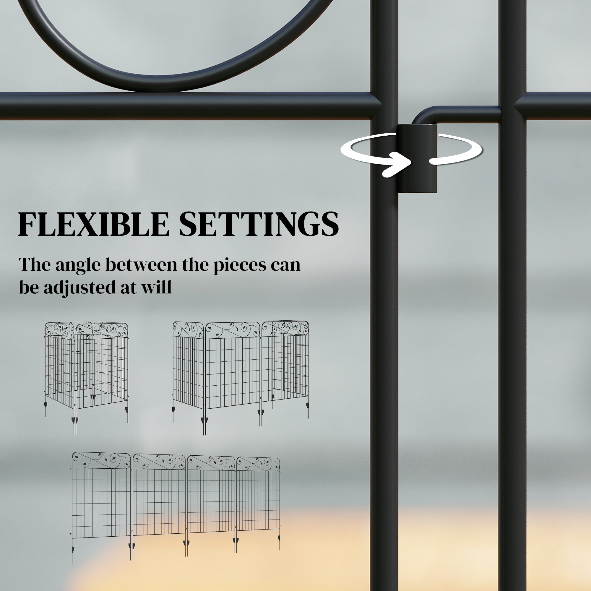 Garden Fence, 4 Pack Steel Fence Panels, 11.5' L x 43" H, Rust-Resistant Decorative Border Flower Edging for Yard, Landscape, Patio, Outdoor Decor, Square Vines