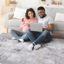 Naar 6x9 Abstract Stain-Resistant Area Rug with Cotton Backing, Medium Pile Height, Kid and Pet-Friendly Carpet, 93" L x 79" W x 0.35" H, Gray