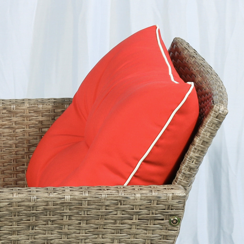 5 Pieces Rattan Wicker Lounge Chair Outdoor Patio Conversation Set w/ Cushioned Chairs, Ottomans and Tempered Glass Top