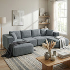 Modular Sectional Sofa, Boneless U-Shape Sectional Couch with 2 Ottomans, Dark Gray