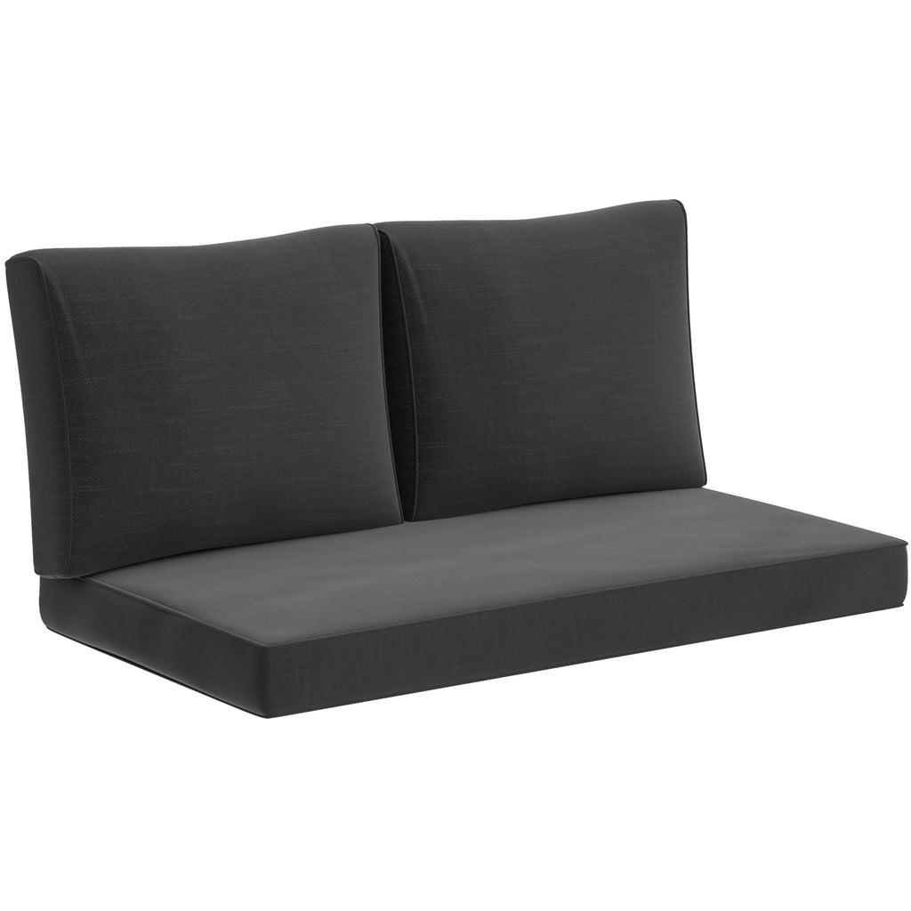 2 Seat Patio Furniture Cushions, Thick Outdoor Loveseat Cushion Set with Removable Cover, 46x26x5 in, Black