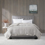 King Size Lightweight Down Alternative Blanket with Satin Trim, Hypoallergenic Polyester, Machine Washable, 108" L x 90" W x 0.25" H, Gray