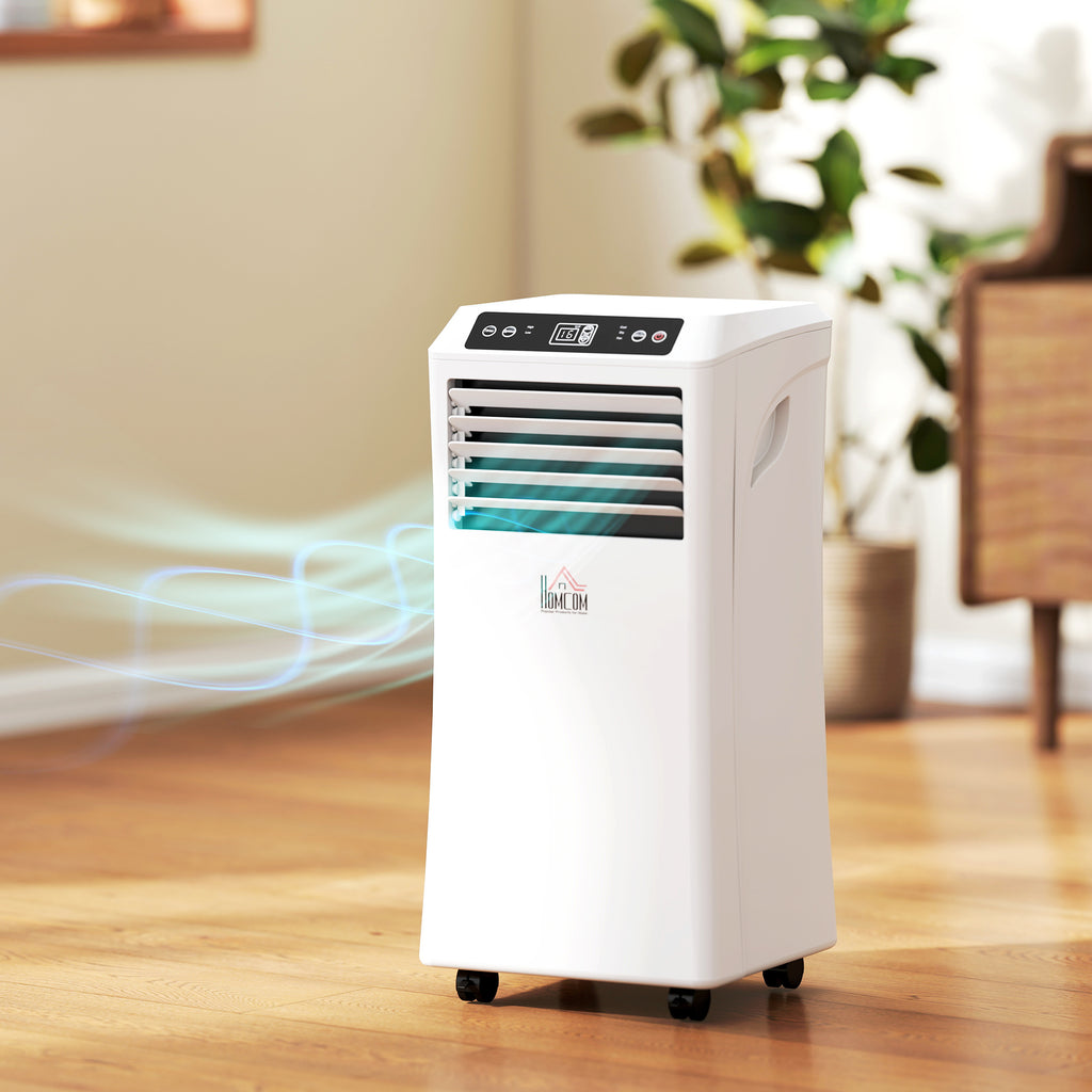 10000 BTU Mobile Portable Air Conditioner with Cooling, Dehumidifier and Ventilating, 2 Speed Fans, 24-Hour Timer, White
