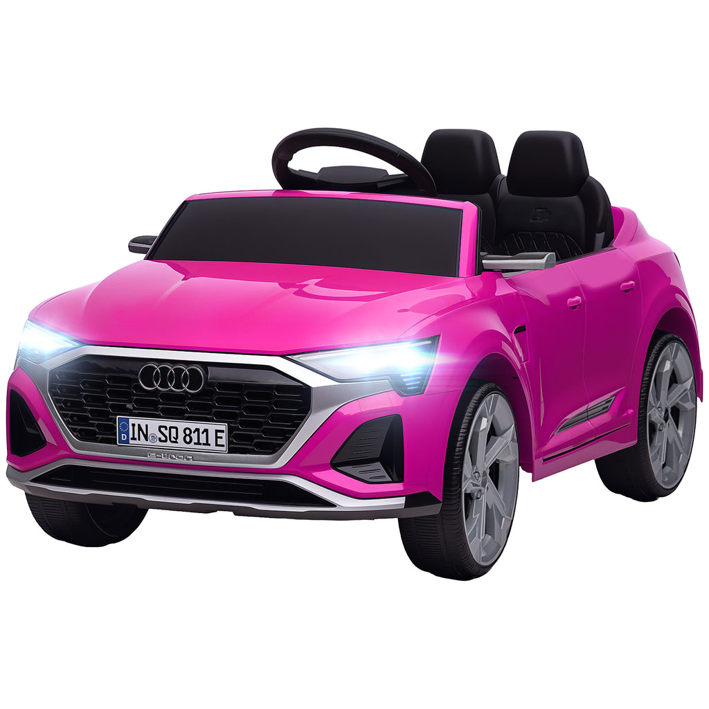 Q8 e-tron Sportback Licensed 12V Battery Powered Kids Electric Car w/ Spring Suspension, Soft Start, Pink