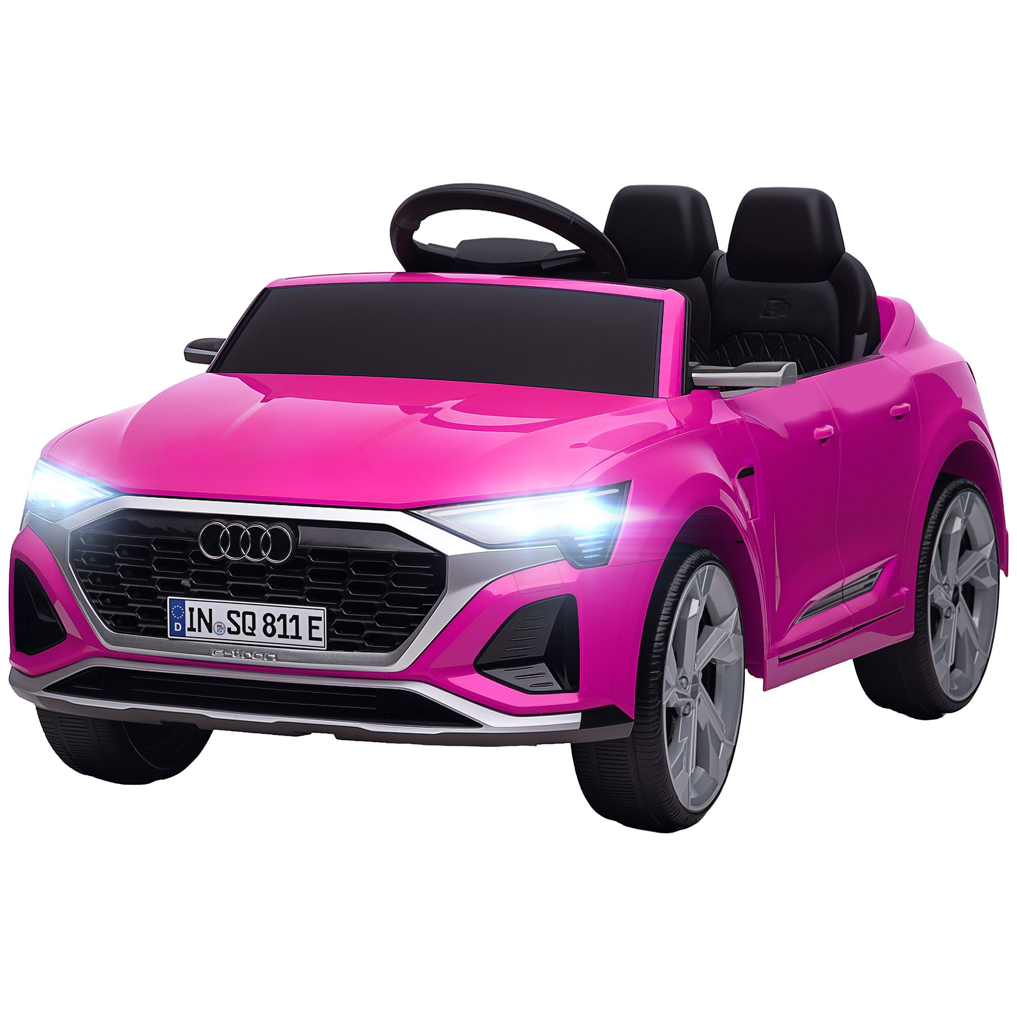 Q8 e-tron Sportback Licensed 12V Battery Powered Kids Electric Car w/ Spring Suspension, Soft Start, Pink