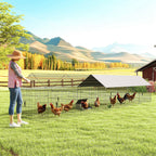 Metal Chicken Coop, Large Chicken Run with Water-Resistant & Anti-UV Cover for 7-9 Hens, Outdoor Hen House with 10 Doors