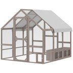 Large Wooden Chicken Coop for 8-10 Hens, Walk-in Chicken Run with Waterproof Cover, Nesting Boxes and Perches