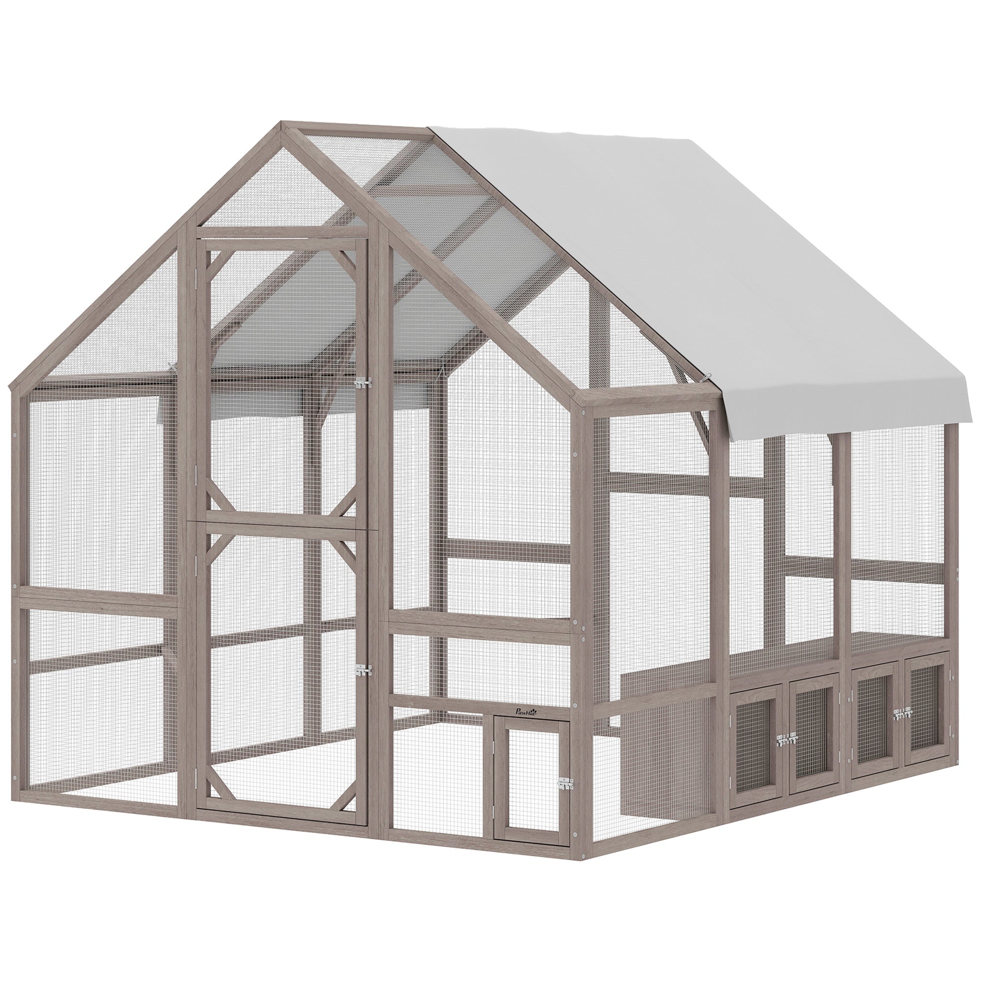 Large Wooden Chicken Coop for 8-10 Hens, Walk-in Chicken Run with Waterproof Cover, Nesting Boxes and Perches