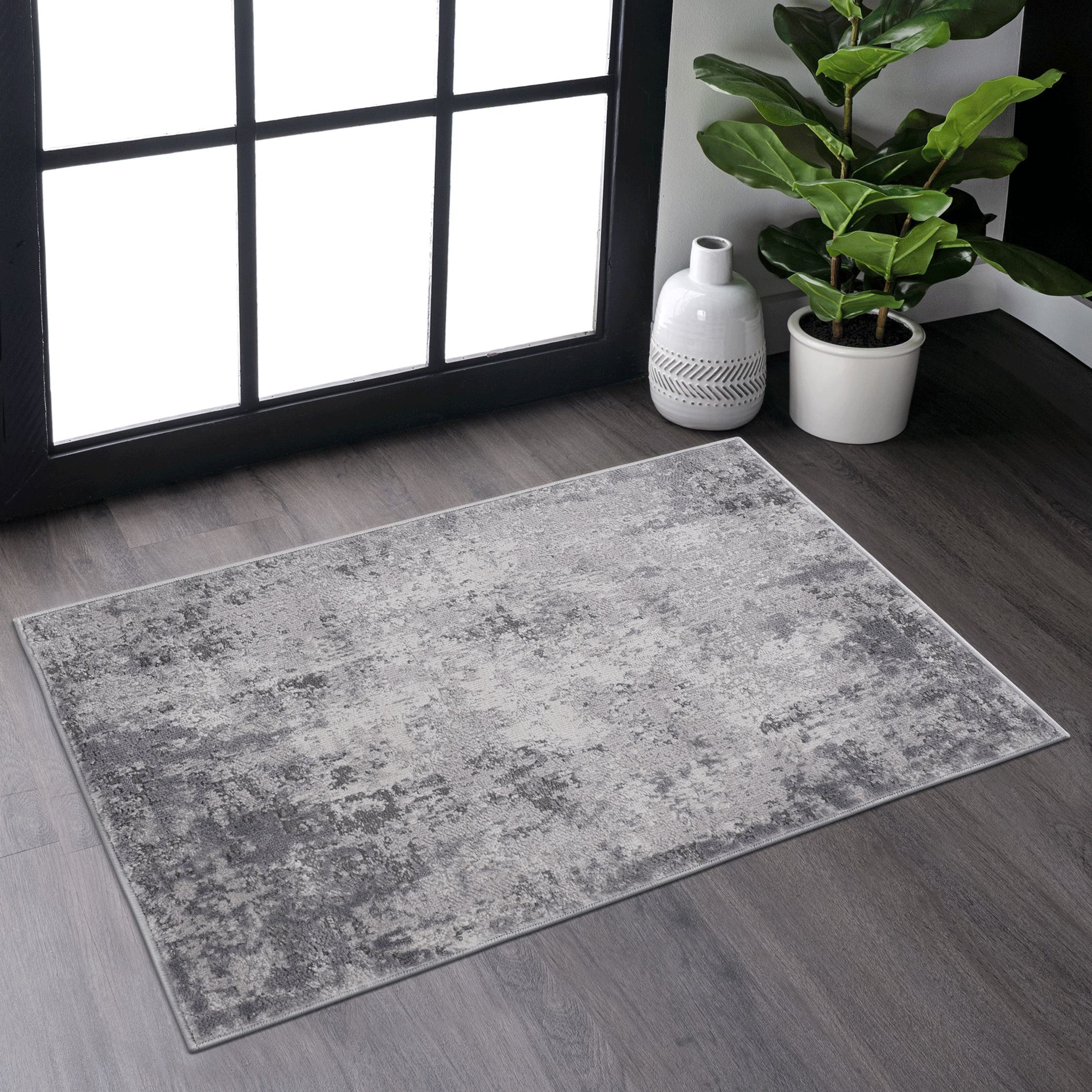 Naar 2x3 Stain-Resistant Area Rug with Non-Shedding Design and Cotton Backing, Kid and Pet-Friendly Carpet, 36" L x 24" W x 0.35" H, Gray