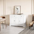 Sideboard Buffet Cabinet, Modern Accent Cabinet with 2 Drawers and Adjustable Shelves, Entryway Cabinet, White