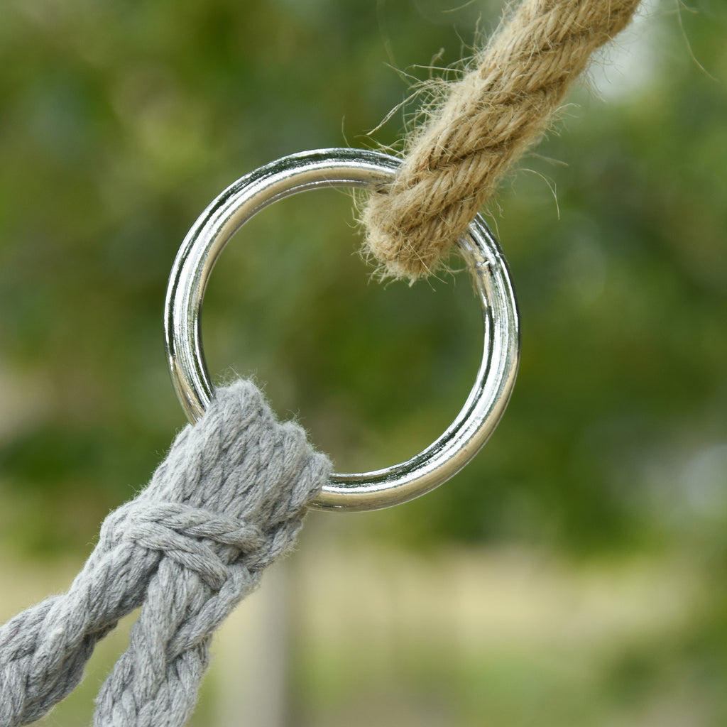 2-Person Hammock Chair Macrame Swing with Soft Cushion, Hanging Cotton Rope Chair for Indoor Outdoor Home Patio Backyard, Light Gray