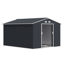 11' x 9' Outdoor Storage Shed, Garden Tool Metal Shed with Foundation Kit, Double Lockable Door, Air Vents and Sloping Roof, for Backyard, Patio, Lawn, Dark Gray