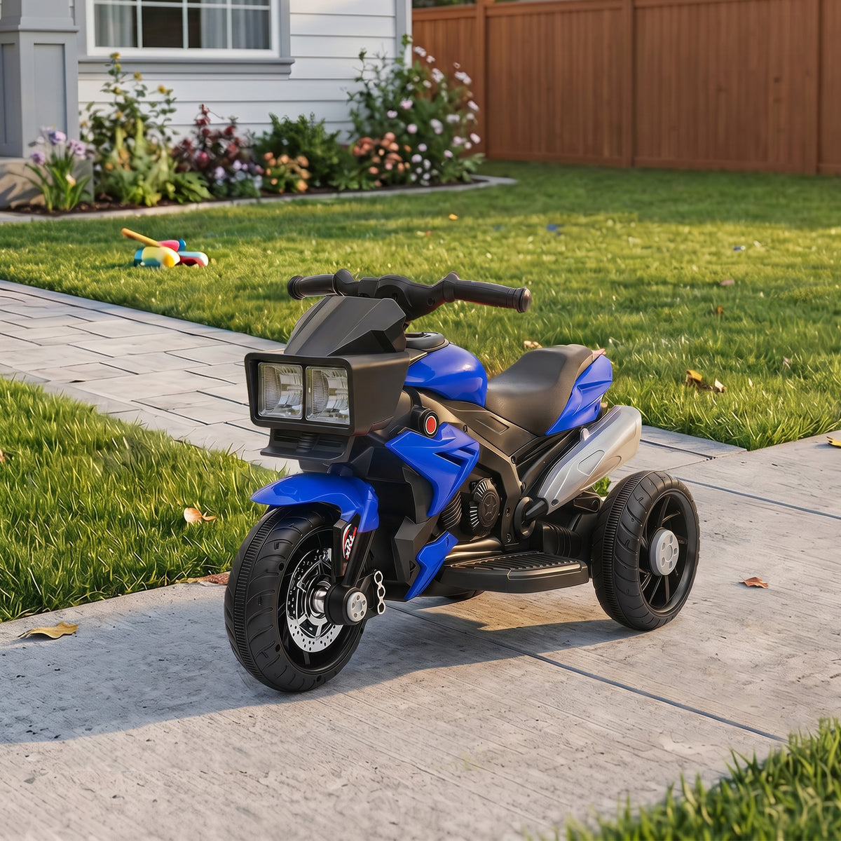 6V Kids Motorcycle, Battery-Operated Mini Electric Motorbike with Forward/Reverse Switch, Horn, Blue