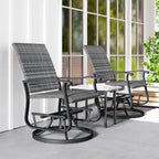 Wicker Rattan Swivel Patio Glider Chair Set of 2, Outdoor Glider Chair with Steel Frame, High Back, Gray