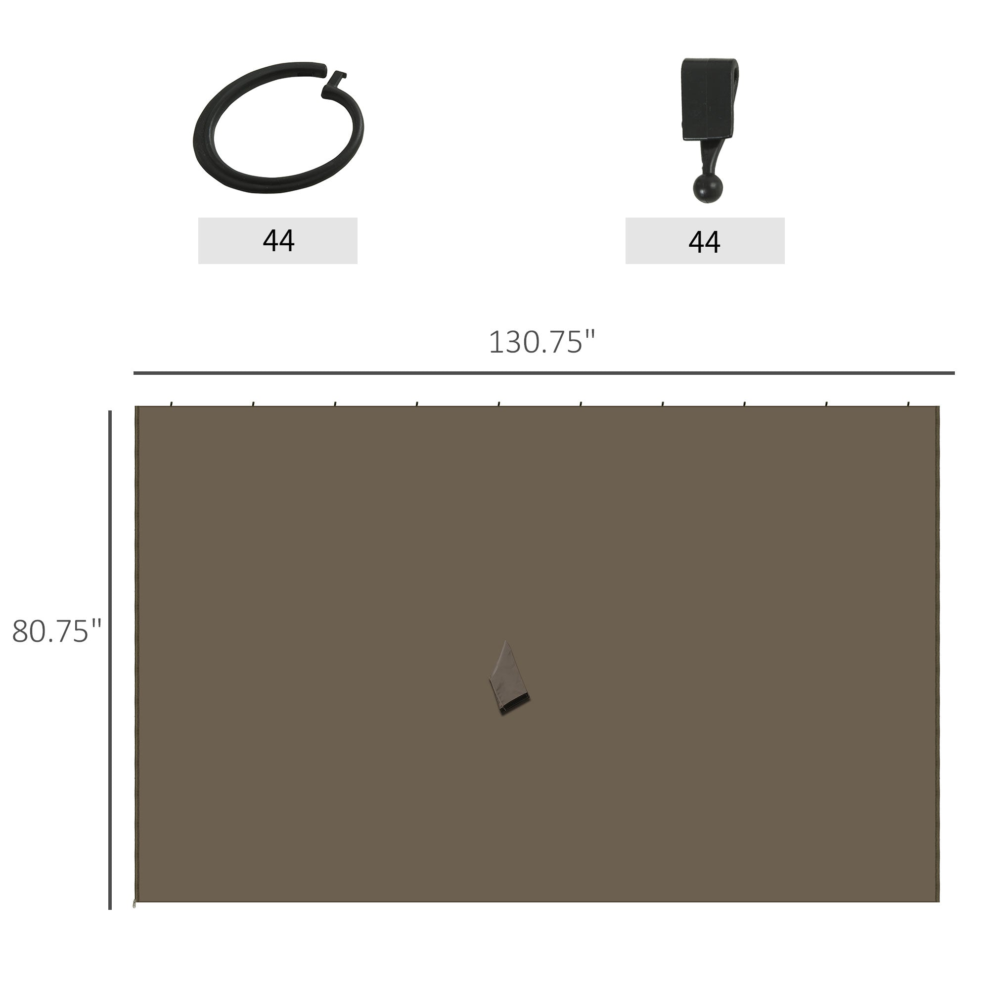 9.84' x 11.8' Gazebo Sidewall Set with Hooks/C-Rings, Brown