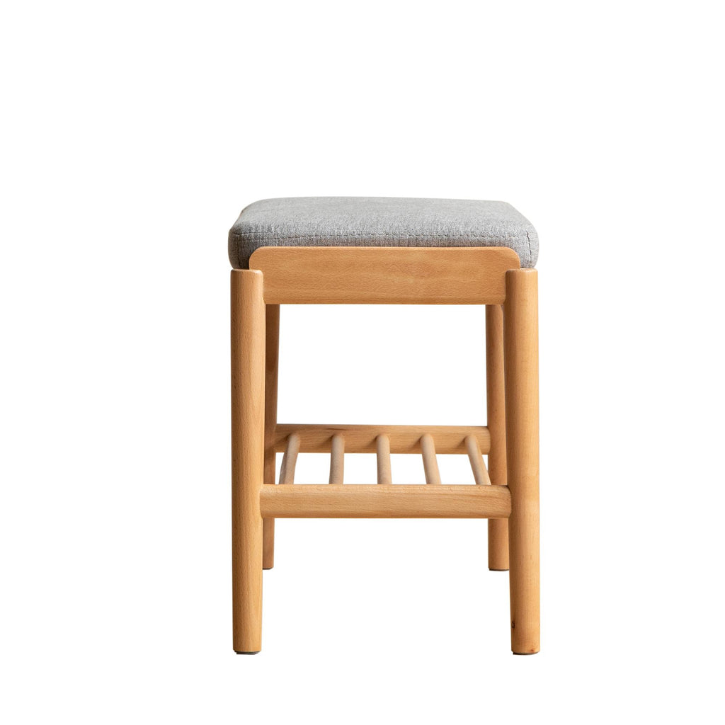 Mid-Century Shoe Bench with High-Rebound Sponge Cushion, Sturdy Shoe Rack with Slatted Compartment, 23.5″ L x 12″ W x 16.5″ H, Natural