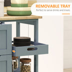 Rolling Kitchen Cart, Kitchen Island with Wood Top, Shelves & Drawers for Dining Area, Gray