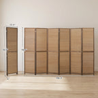 Room Divider, 6 Panel Folding Privacy Screen, 6 FT Tall Hand-Woven Bamboo Wall Partition, Brown