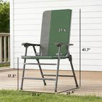Folding Patio Chairs Set of 2, Padded High Back Lawn Camping Chairs with Armrests, 600D Oxford Fabric, Dark Green