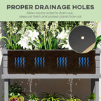 Elevated Wood Planter with Trellis for Climbing Plants, Raised Garden Bed with Legs and Drainage Holes, Gray