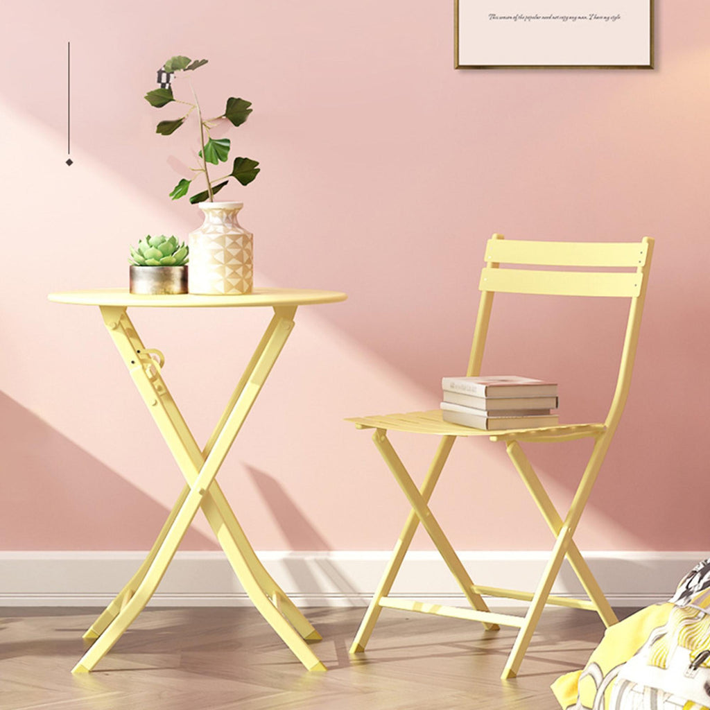 3-Piece Patio Bistro Set with Foldable Round Table and Chairs, Scratch and Rust Resistant, Yellow