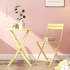 3-Piece Patio Bistro Set with Foldable Round Table and Chairs, Scratch and Rust Resistant, Yellow
