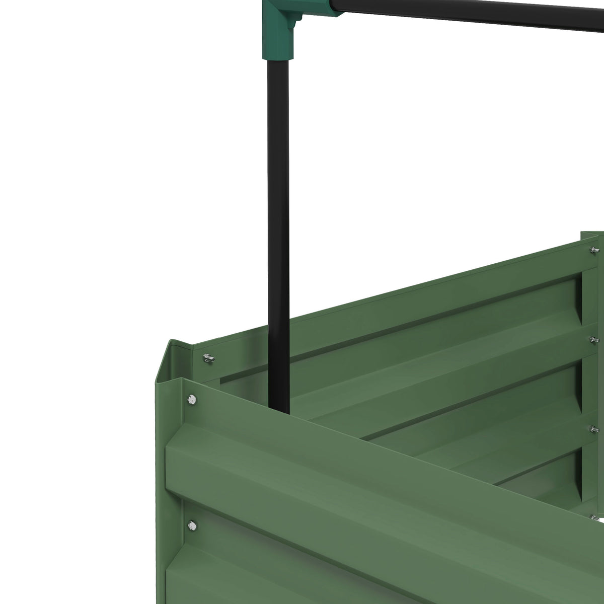 Galvanized Planter Box, 24" x 24" x 73.5" Raised Garden Bed with Tomato Cage for Climbing Vines, Green
