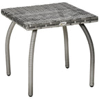 Outdoor PE Wicker Side Table, Small Square Rattan End Table, All-Weather Material Coffee Table for Garden, Balcony, Backyard, Grey