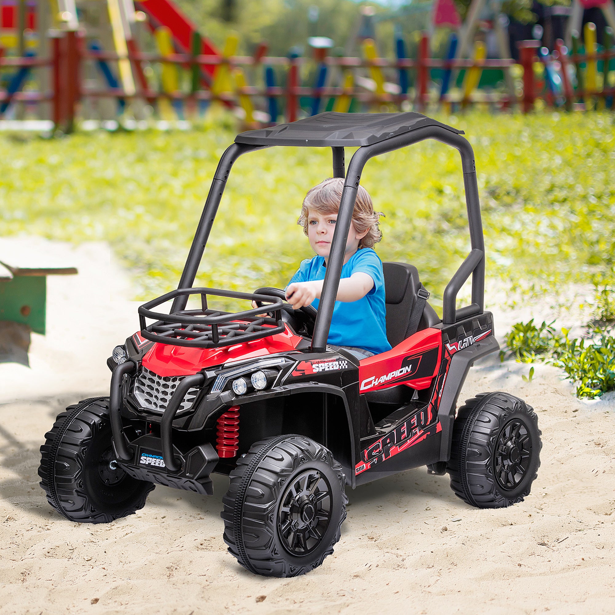 12V Kids UTV with Music, Lights, MP3/USB, Suspension System, Remote Control, Red