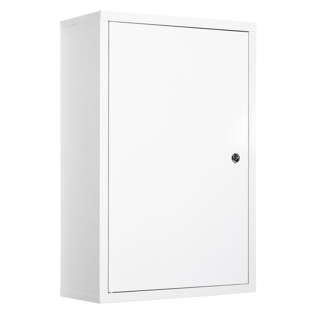 Steel Wall Mount Medicine Cabinet 3 Tier Emergency Box for Bathroom Kitchen, Lockable with 2 Keys - White