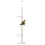 8.4' Floor to Ceiling Cat Tree, Adjustable Height, White