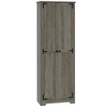 67" Farmhouse Pantry Cabinet, Freestanding Food Pantry Cabinet with Adjustable Shelves, Distressed Gray