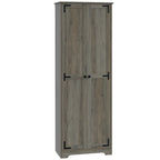 67" Farmhouse Pantry Cabinet, Freestanding Food Pantry Cabinet with Adjustable Shelves, Distressed Gray
