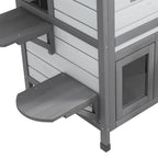 Wooden 2-Story Outdoor Cat House, Feral Cat Shelter Kitten Condo with Openable Asphalt Roof and 4 Platforms, White
