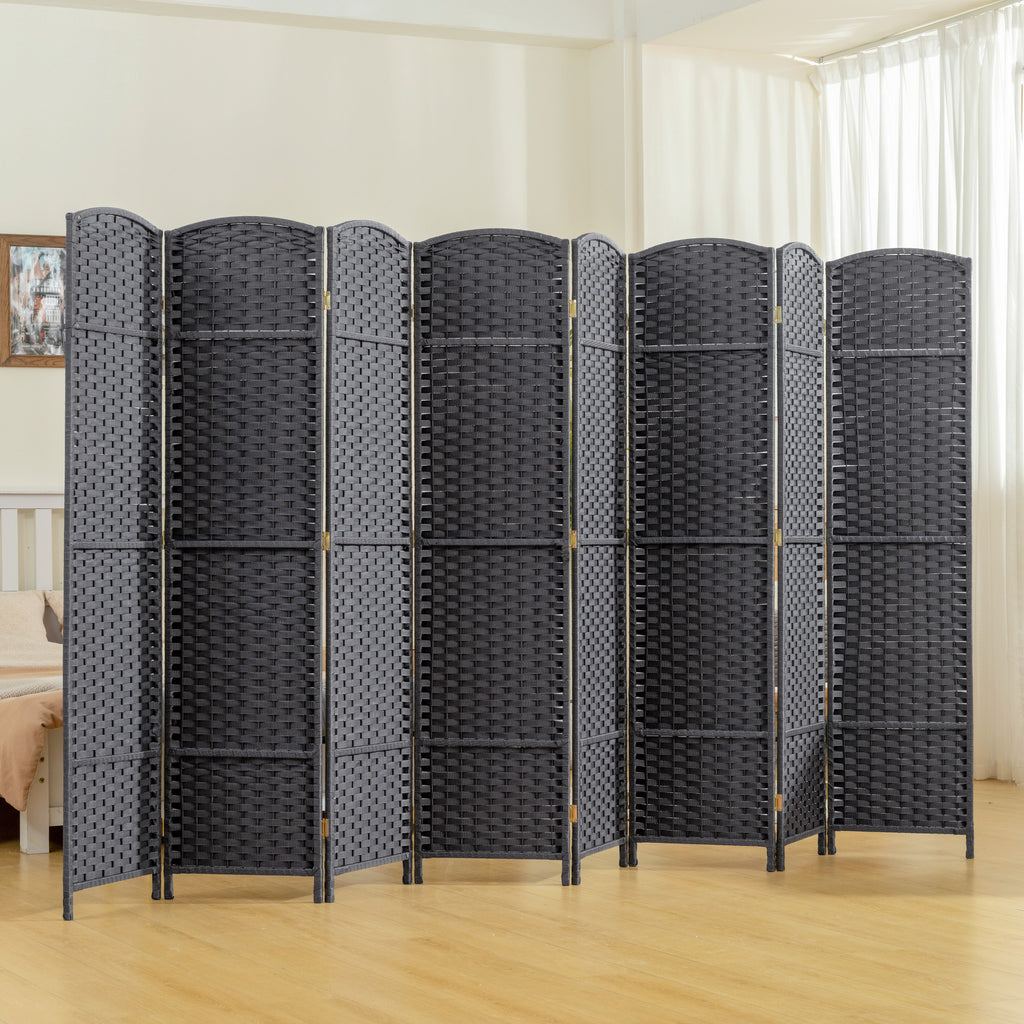 Folding Room Divider Screen 8 Panel 5.6' Tall Privacy Screen Freestanding Room Partition for Home Office, Charcoal Gray