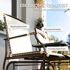 Outdoor Glider Bench with Center Table, Metal Frame Patio Loveseat with Breathable Mesh Fabric and Armrests for Backyard Garden Porch, Beige