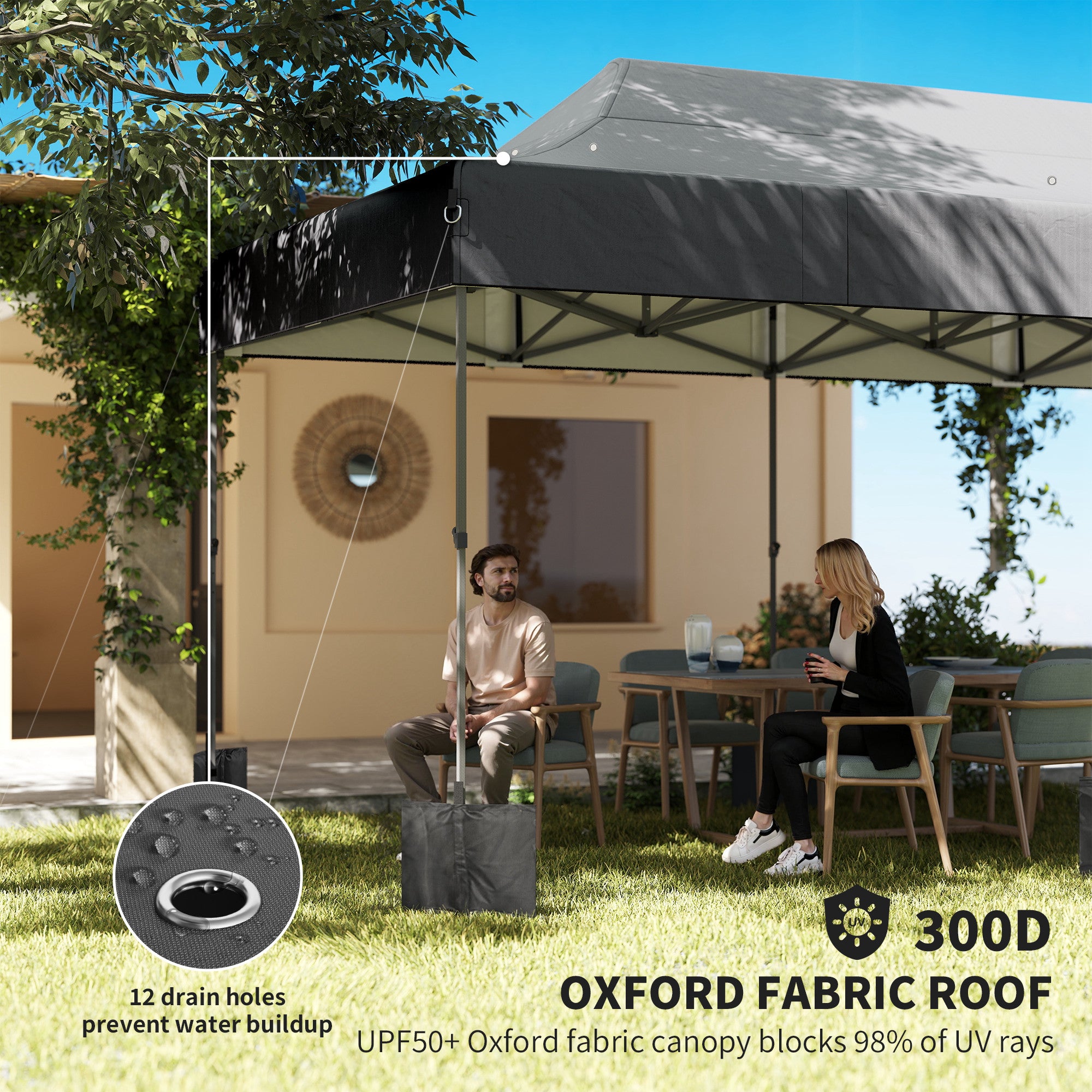 10 x 20 ft Pop Up Canopy Tent, Heavy Duty UPF50+ Outdoor Portable Instant Canopy Shelter with Wheeled Bag, Dark Gray