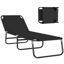 Folding Chaise Lounge Pool Chairs, Outdoor Sun Tanning Chairs with 5-Level Reclining Back, Steel Frame for Beach, Yard, Patio, Black