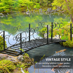6' Metal Arch Backyard Garden Bridge, Safety Siderails, Arc Footbridge for Backyard Creek, Stream, Pond