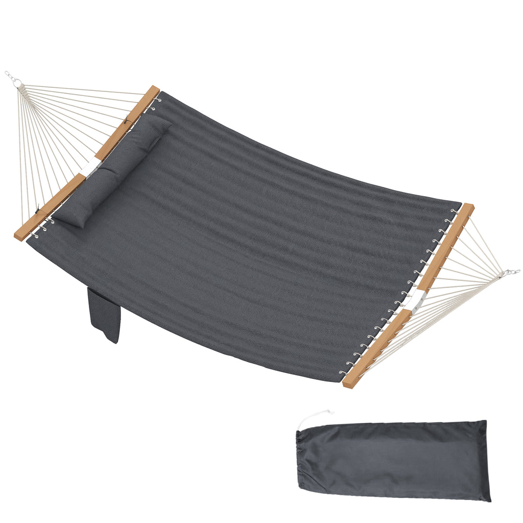 Outdoor Hammock 2-Person, with Pillow & Pad, 440 lbs Capacity, Gray