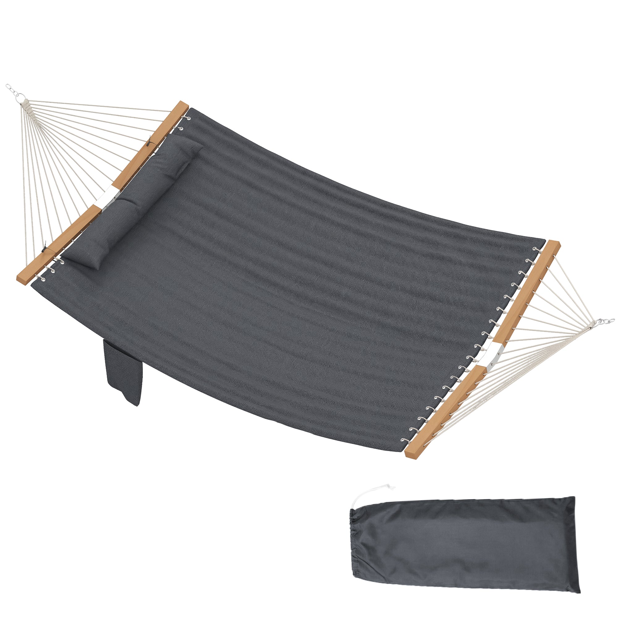 Outdoor Hammock 2-Person, with Pillow & Pad, 440 lbs Capacity, Gray