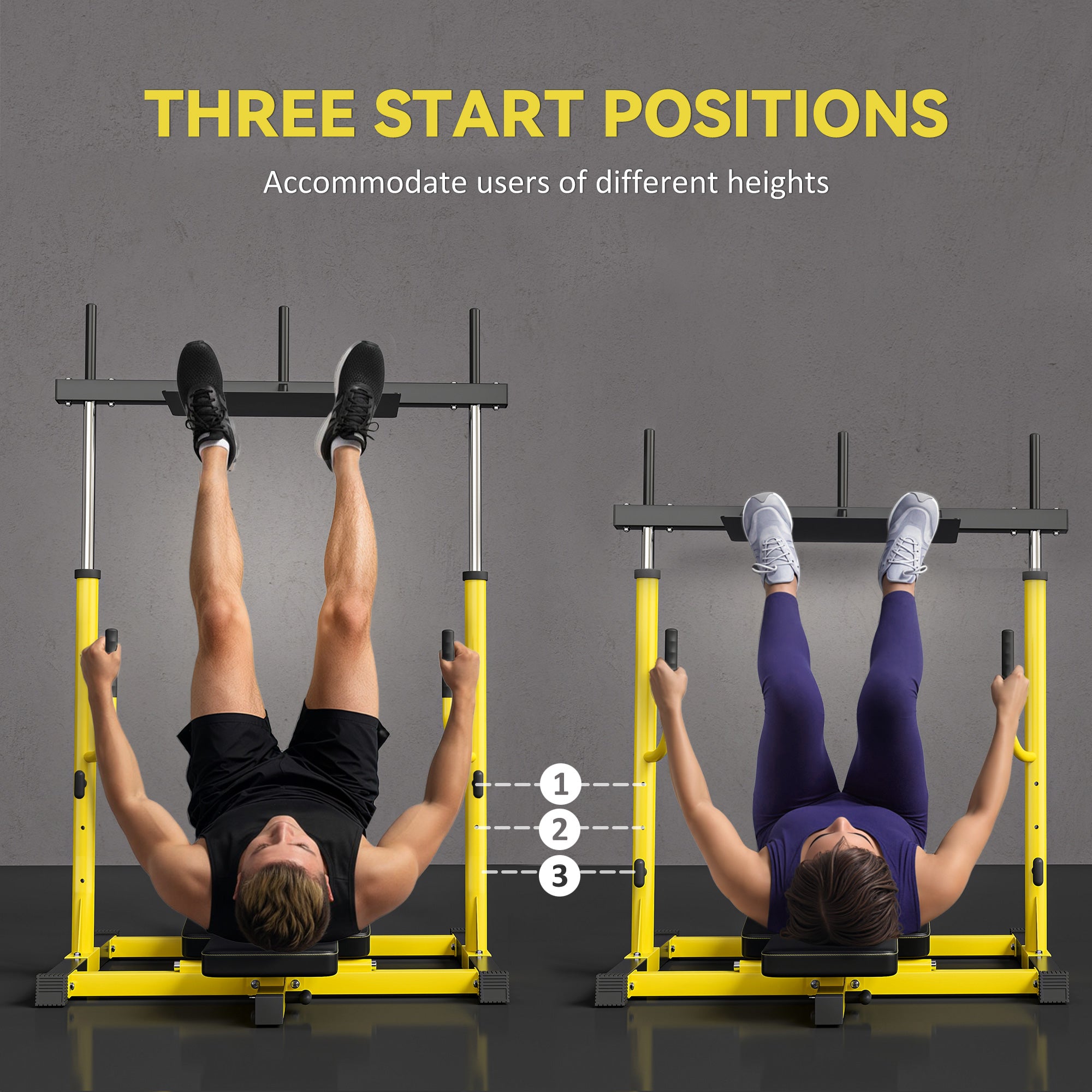 Vertical Leg Press Machine with Adjustable Leg, Back, and Head Positions, 1" Standard Plate Compatible, Yellow
